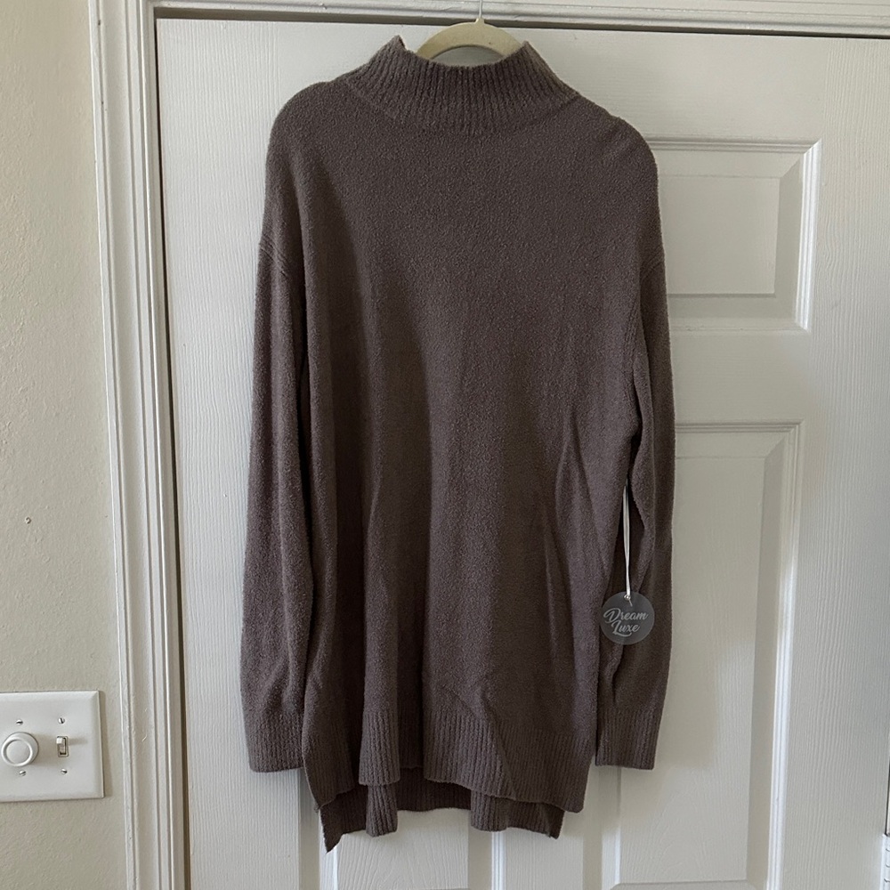 Taupe/Brown Mock Neck Women's Sweater - Southern Shirt